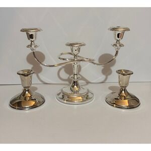 Silver Plated Candleabra Candle Holder Lot of 3 pcs Bundle Candlesticks